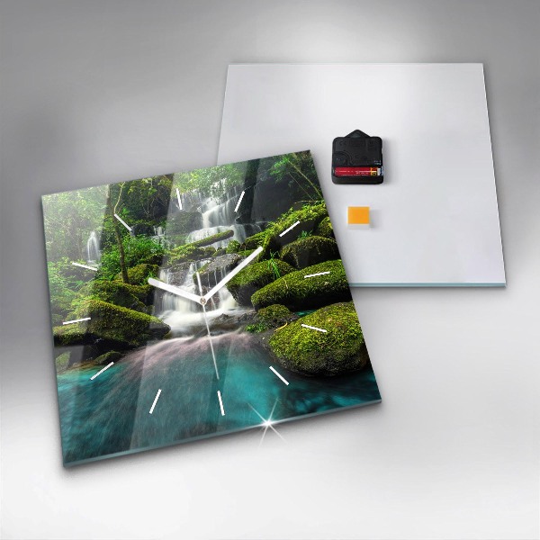 Square wall clock Waterfall Thailand