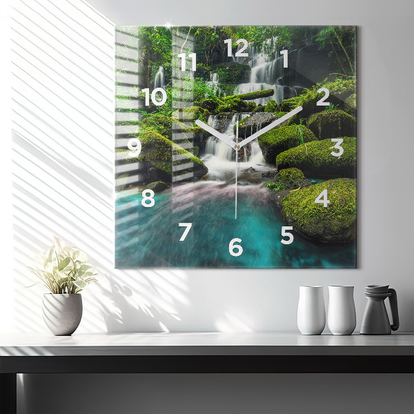 Square wall clock Waterfall Thailand