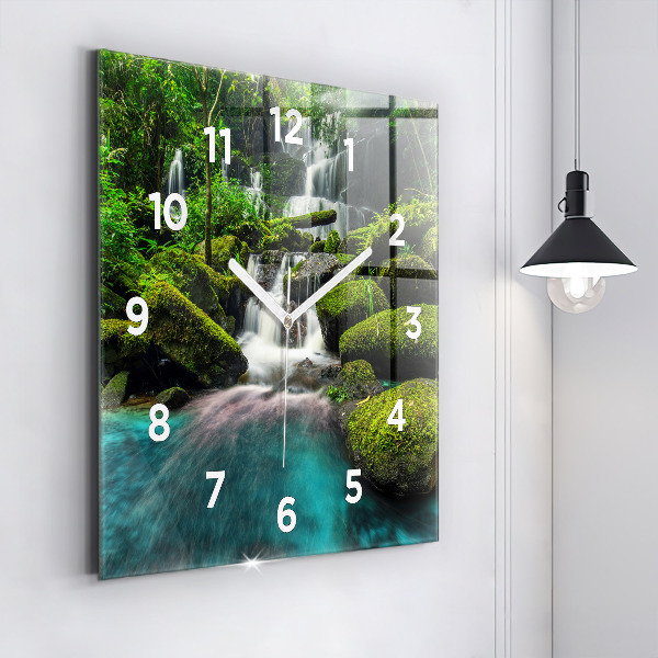 Square wall clock Waterfall Thailand
