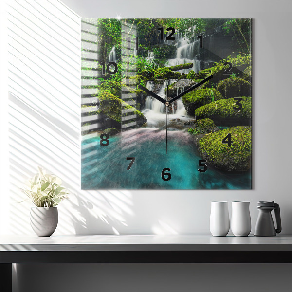 Square wall clock Waterfall Thailand