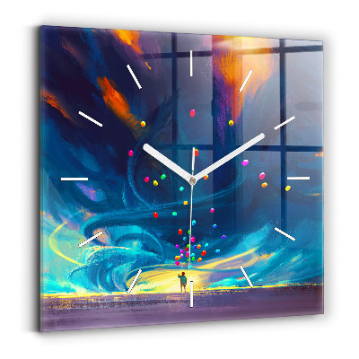 Square wall clock Baby and balloons