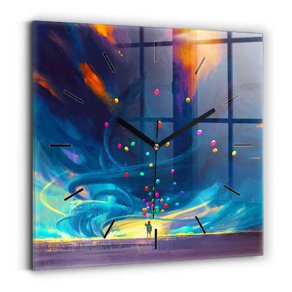 Square wall clock Baby and balloons