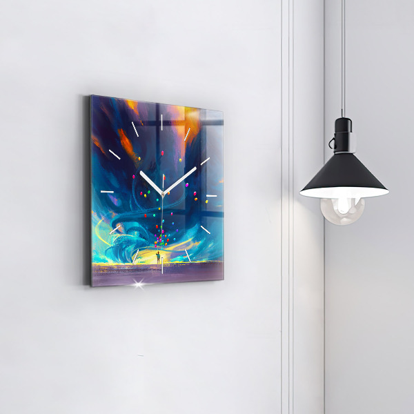 Square wall clock Baby and balloons