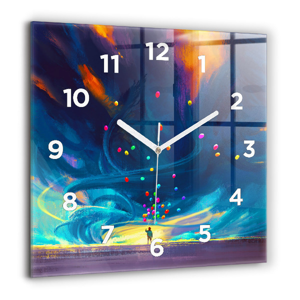 Square wall clock Baby and balloons