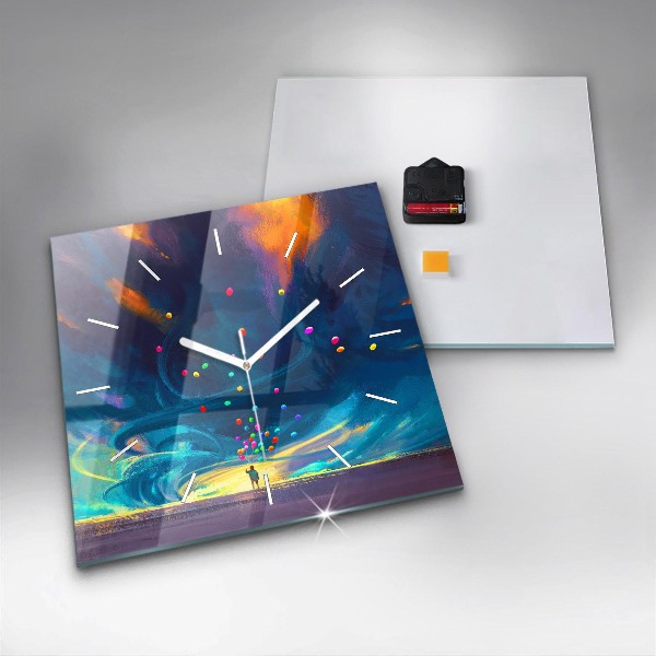 Square wall clock Baby and balloons