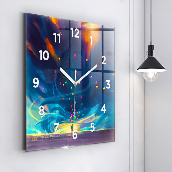 Square wall clock Baby and balloons