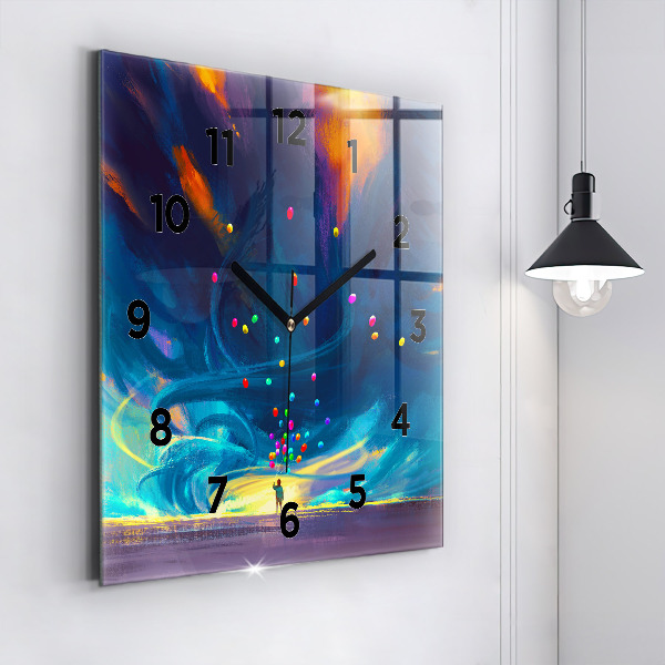 Square wall clock Baby and balloons