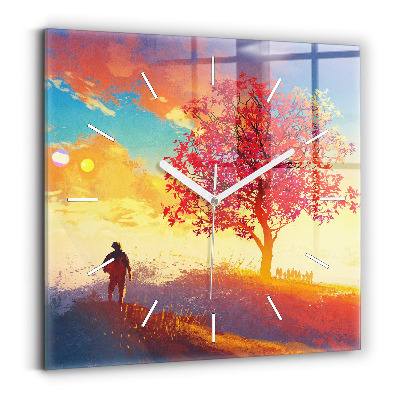 Square wall clock Autumn Landscape