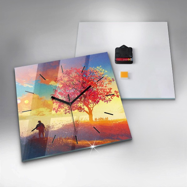 Square wall clock Autumn Landscape