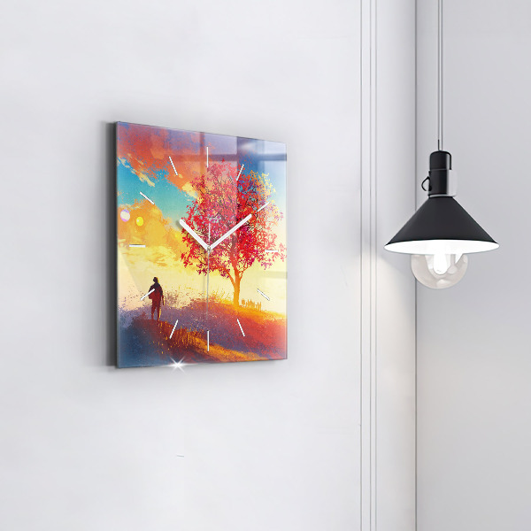 Square wall clock Autumn Landscape