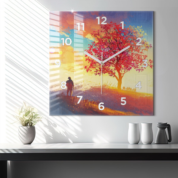 Square wall clock Autumn Landscape