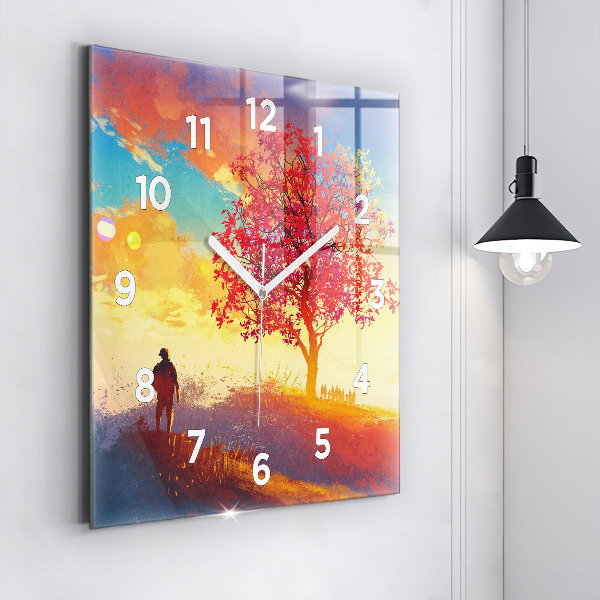 Square wall clock Autumn Landscape