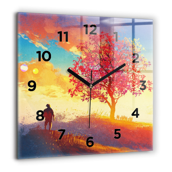 Square wall clock Autumn Landscape