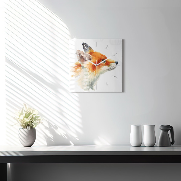 Square wall clock Watercolor young fox