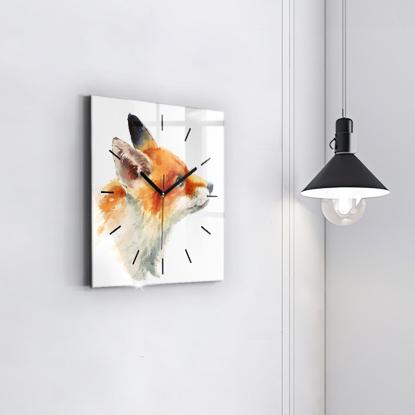 Square wall clock Watercolor young fox