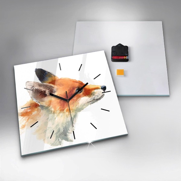 Square wall clock Watercolor young fox