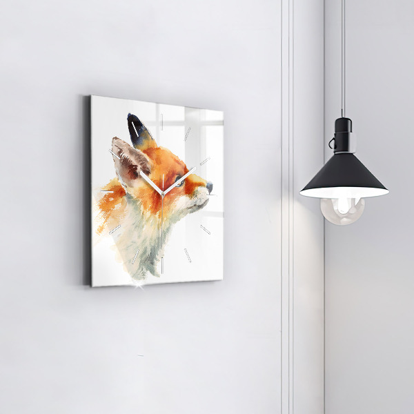 Square wall clock Watercolor young fox