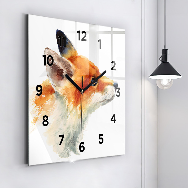 Square wall clock Watercolor young fox