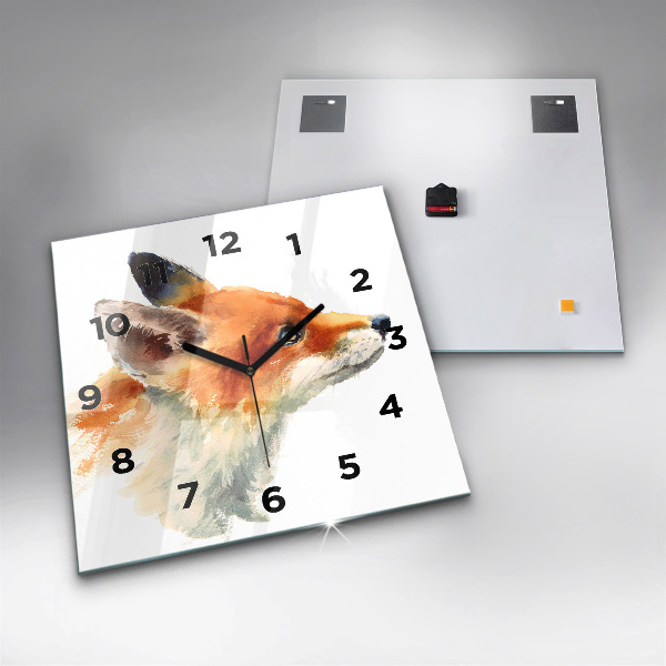 Square wall clock Watercolor young fox