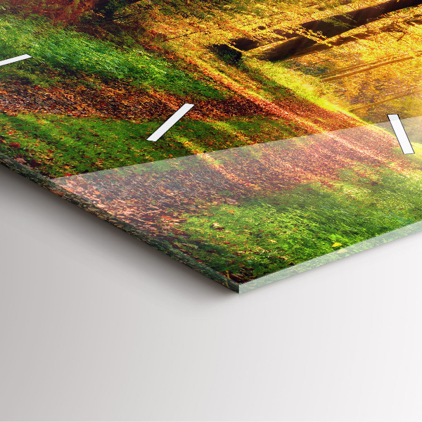 Square wall clock Autumn forest scenery