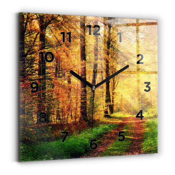 Square wall clock Autumn forest scenery