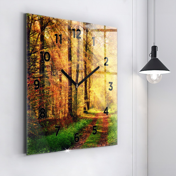 Square wall clock Autumn forest scenery