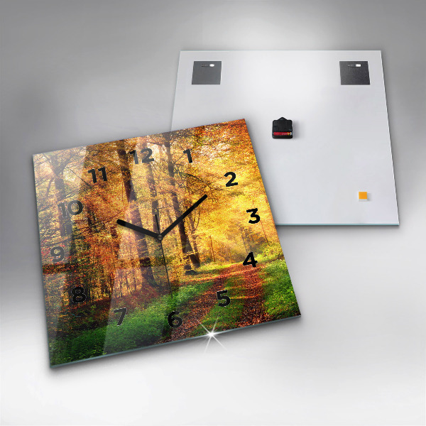 Square wall clock Autumn forest scenery
