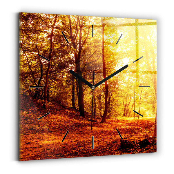 Square wall clock Forest landscape in the sun