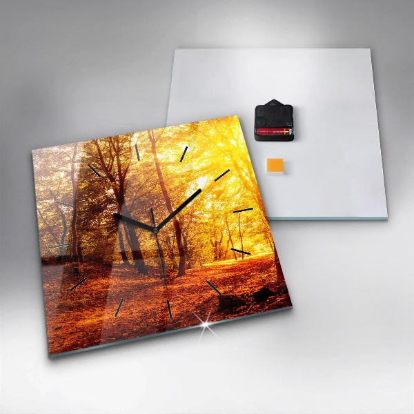 Square wall clock Forest landscape in the sun