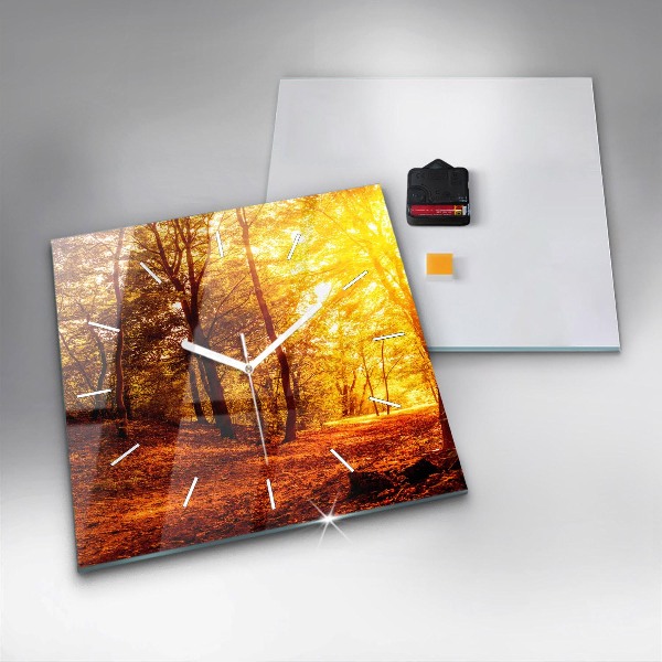 Square wall clock Forest landscape in the sun