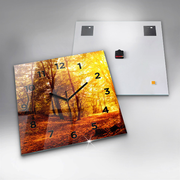 Square wall clock Forest landscape in the sun