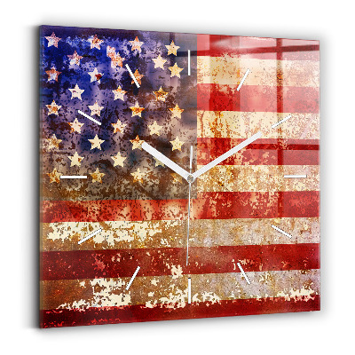 Square wall clock Vintage USA Flag