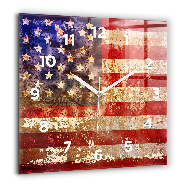 Square wall clock Vintage USA Flag