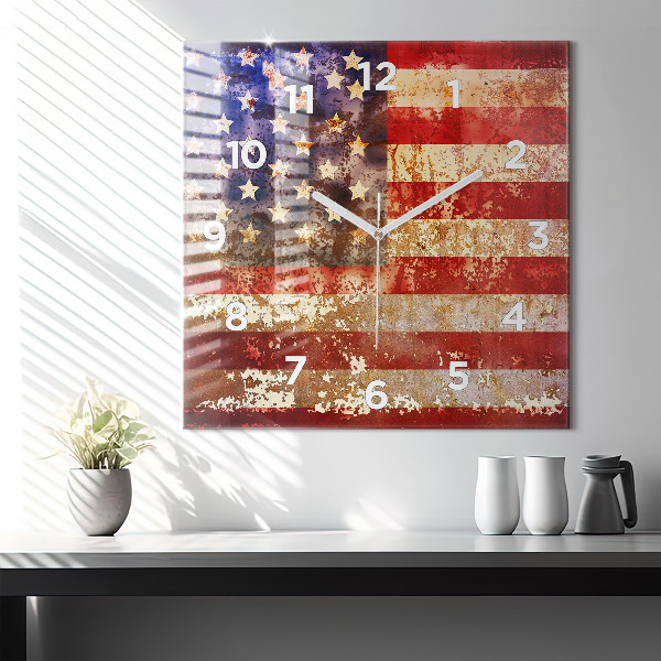 Square wall clock Vintage USA Flag
