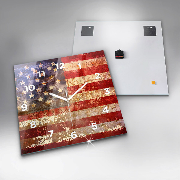 Square wall clock Vintage USA Flag