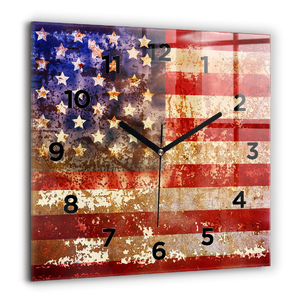 Square wall clock Vintage USA Flag