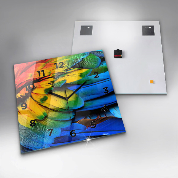 Square wall clock Colorful bird wings