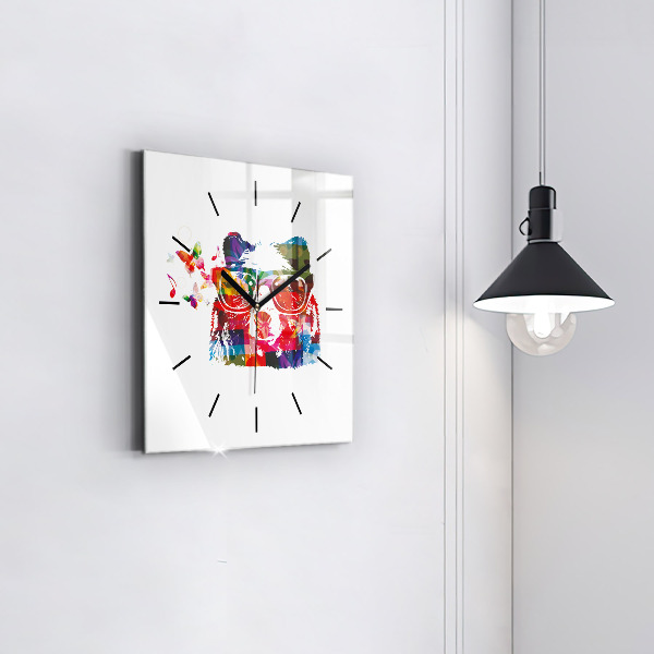Square wall clock Bear Head