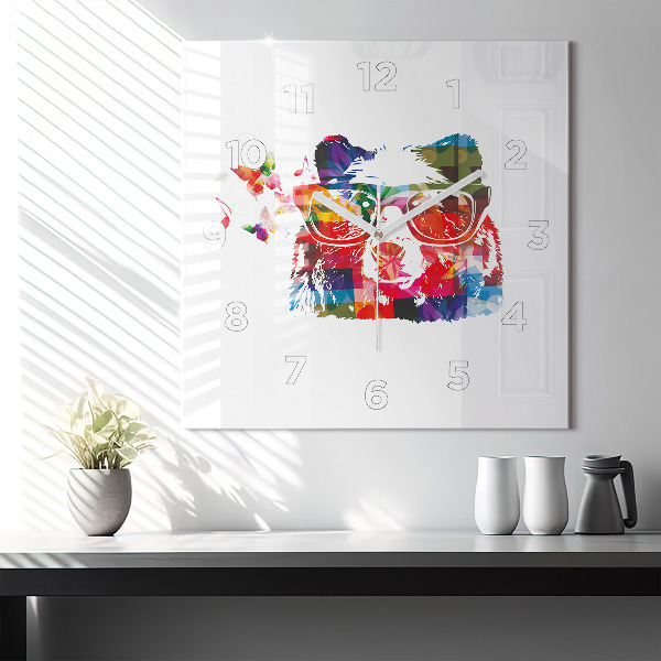 Square wall clock Bear Head