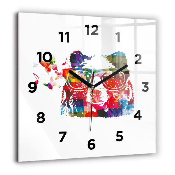 Square wall clock Bear Head