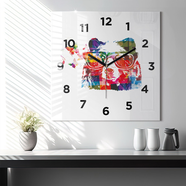 Square wall clock Bear Head