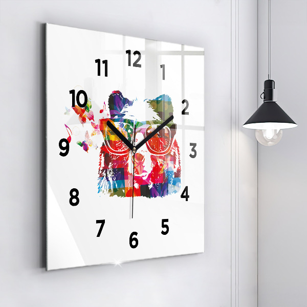 Square wall clock Bear Head
