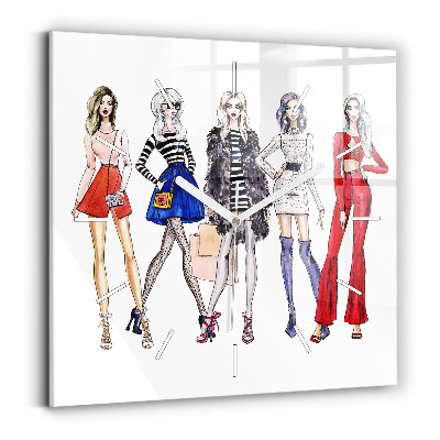 Square wall clock Fashionable girls