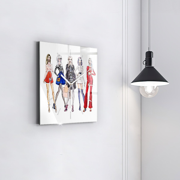 Square wall clock Fashionable girls