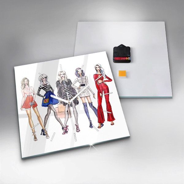 Square wall clock Fashionable girls