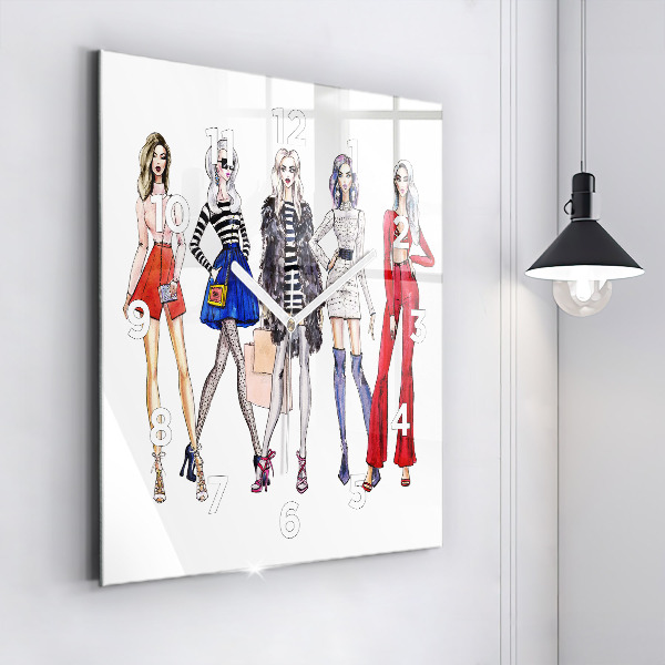 Square wall clock Fashionable girls