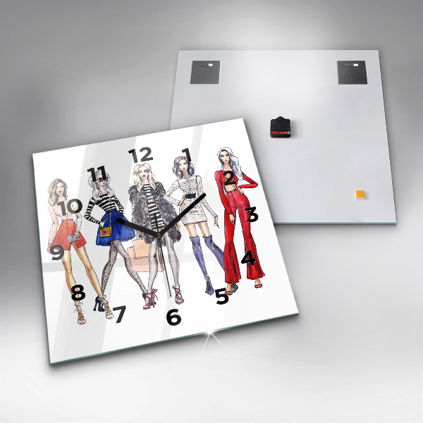 Square wall clock Fashionable girls