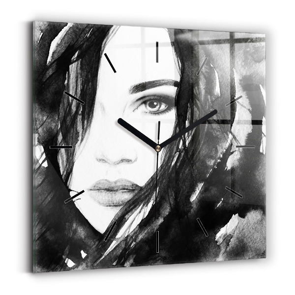 Square wall clock Portrait of a woman
