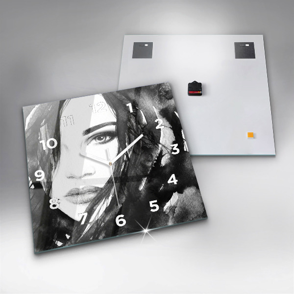 Square wall clock Portrait of a woman