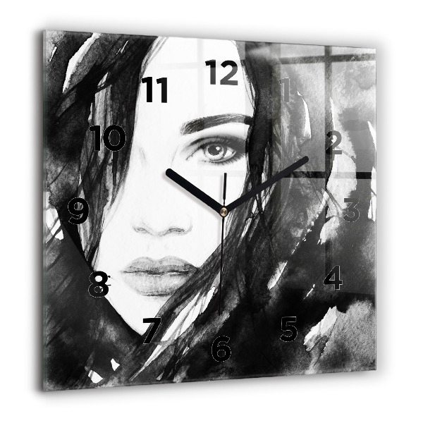 Square wall clock Portrait of a woman